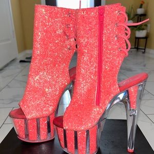 COPY - Flamingo glitter pink pleaser heels